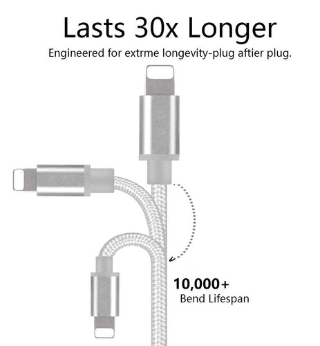 for i Phone i Pad Charger Cables Car Carplay Cables, 5Pack 3/3/6/6/10ft Light - Picture 2 of 7