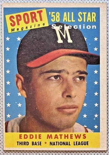 1958 TOPPS #480 ED EDDIE MATHEWS ALL STAR - NM/MT OR NM
