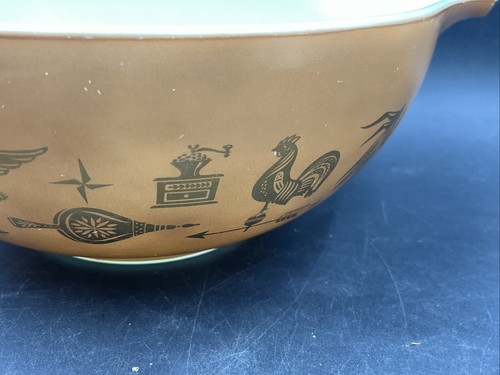 Pyrex Mixing Bowl Set Lot of 4 Cinderella American Heritage Brown Gold White VTG - Picture 7 of 13