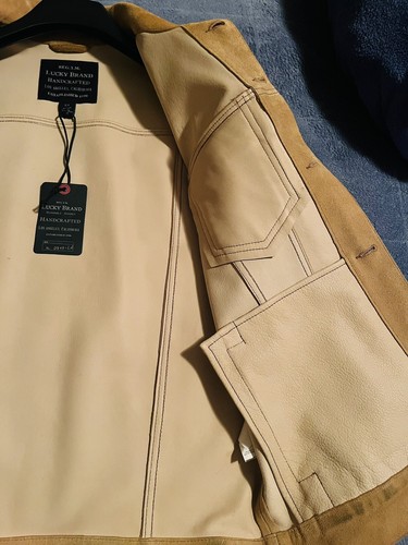 NWT Lucky Brand Mens Tan Suede Leather Jacket, Retail $500 - Picture 13 of 22
