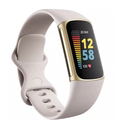 Fitbit Charge 5 Activity Tracker - Lunar White/Soft Gold Stainless Steel
