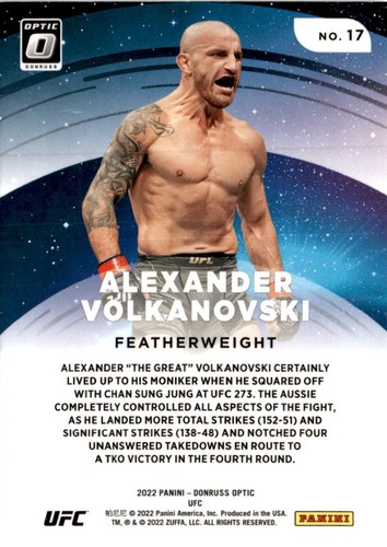 2022 Donruss Optic UFC #17 Alexander Volkanovski Star Gazing - Picture 2 of 2