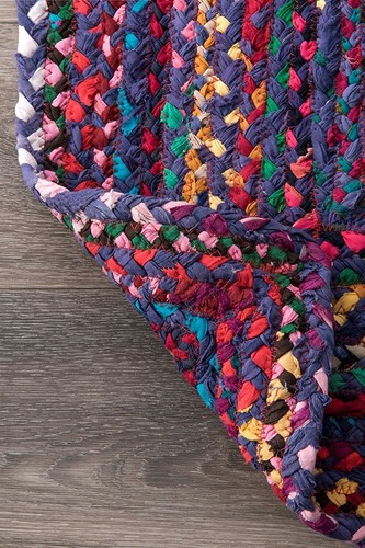 Rug 100% Cotton Hand Braided 4x4 Feet Reversible Modern Living Boho Area Rag Rug - Picture 5 of 9
