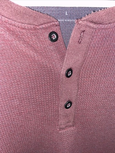 01.Algo Shirt Men’s Size L Maroon Long Sleeve quick Dry Henley Performance UV - Picture 3 of 7
