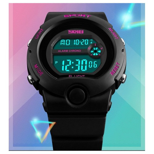 SKMEI Reloj Digital Negro Niños Y Niñas 50m Resistente Cronómetro Alarma DG1334 - Imagen 5 de 12