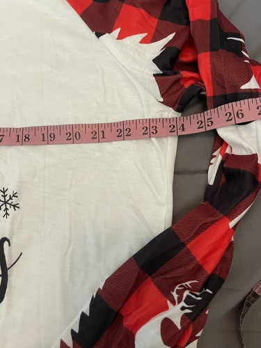 Herren 2-teiliger Pyjama Frohe Weihnachten rot kariert Langarm Hemd & Hose Größe 2XL - Bild 2 von 7