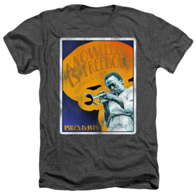 Miles Davis Heather T-Shirt Knowledge is Freedom Charcoal Tee