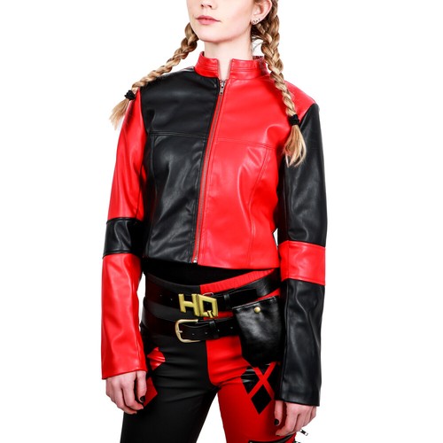Chaqueta de moto Harley Quinn Escuadrón Suicida recortada de cuero sintético para mujer junior XL - Imagen 2 de 12