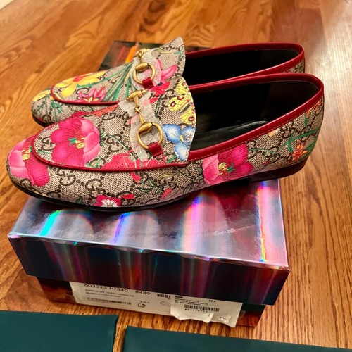 NWB Womens Gucci Supreme GG Logo & Floral Print Loafers Flats Shoes Size 6.5 M - Picture 4 of 7