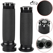 1" Black Handlebar Hand Grips For Harley Touring Road King Fatboy Super Glide XL
