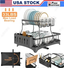 2 Tier Over Sink Dish Drying Rack Stainless Steel Kitchen Dish Drainer Organizer