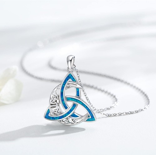Celtic Crescent Moon Necklace 925 Sterling Silver Irish Pendant Gifts Women Men - Picture 3 of 6