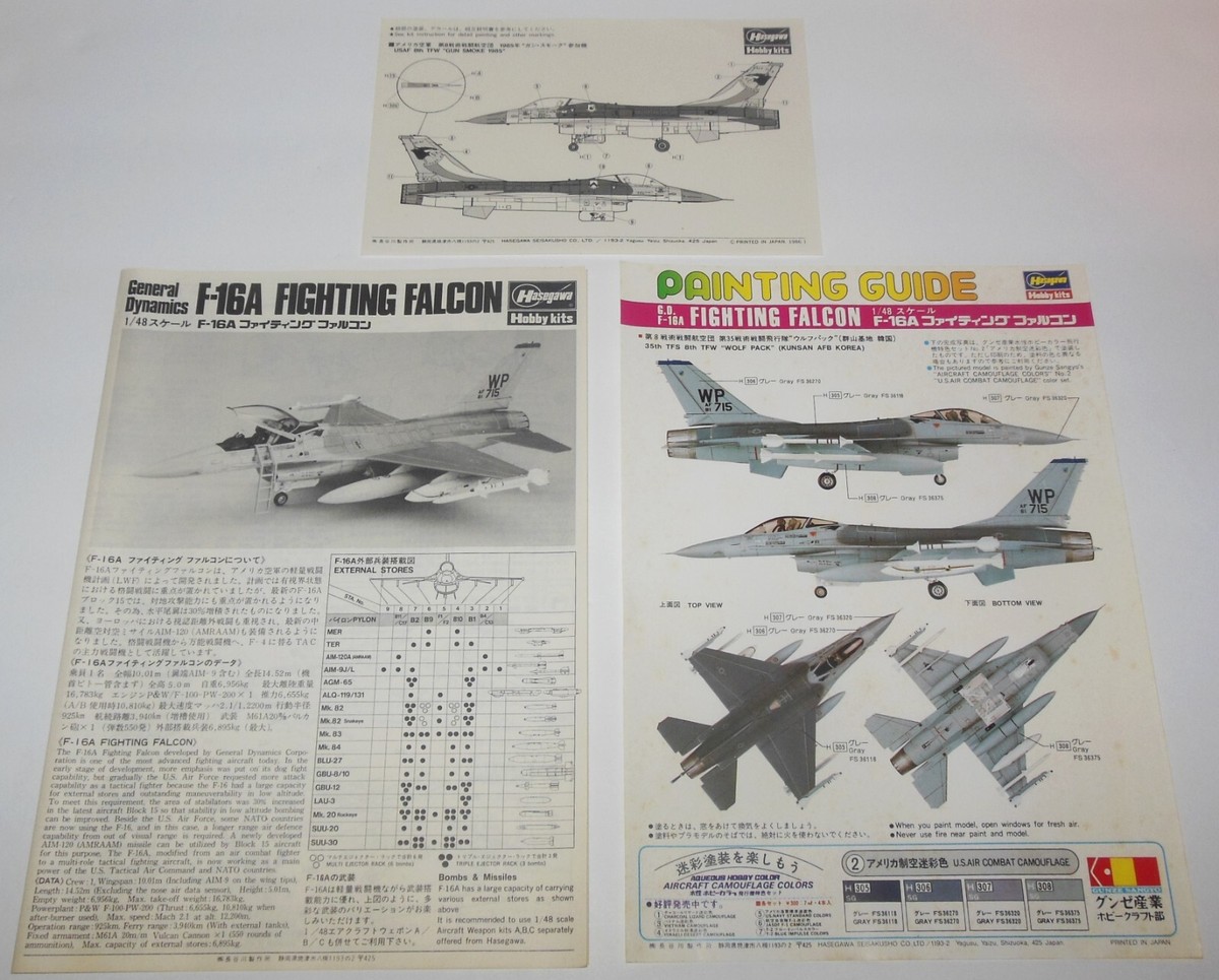 Hasegawa: General Dynamics F-16A Fighting Falcon 1:48 Complete kit