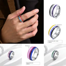 Ring 8mm Water Rainbow Color Flag Rainbow Jewelry Foreign Colorful Quanxi