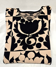 Ann Taylor Women's Short Sleeve Knit Dress Size M Beige/Black Geometric Pattern