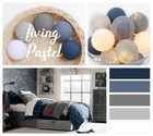 White, Grey, Pigeon Blue, Navy Blue Cotton Ball String Lights for Bedroom #BL424
