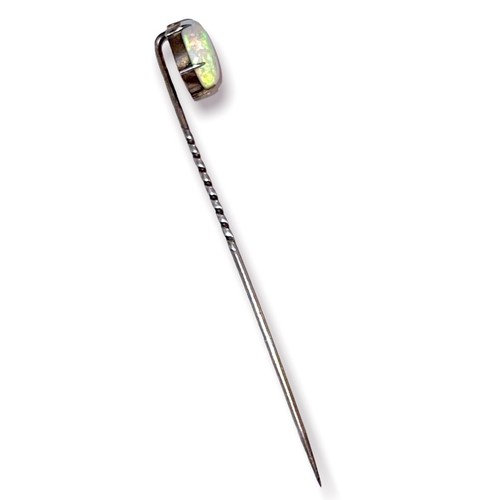 VIKTORIANISCHER ANTIKER STERLINGSILBER OPAL STICKPIN 10 MM X 8 MM NATÜRLICHER OPAL CABOCHON - Bild 5 von 6
