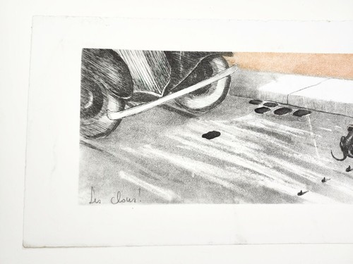 Vintage Boris O'Klein Les Clous Dirty Dogs of Paris Pencil Signed Etching Print - Picture 2 of 5