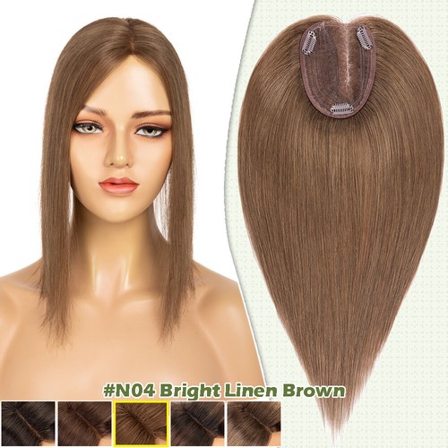 Side Part Clip in Real Human Remy Hair Topper Hairpiece Toupee Women's Piece - Picture 13 of 16