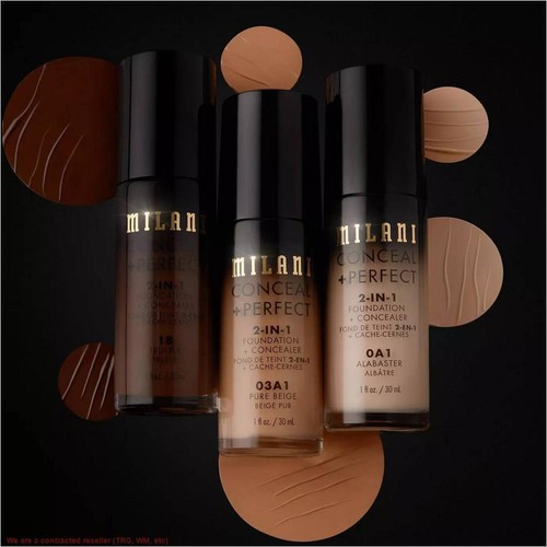 Milani 2-in-1 Foundation + Concealer Liquid Foundation - 03 Light Beige *New* - Picture 6 of 6