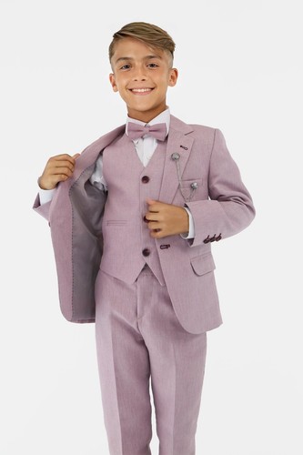 Jungen strukturierter 6-teiliger formeller Anzug - schmale Passform Set für Pageboy, Hochzeit, Kommunion - Bild 12 von 60