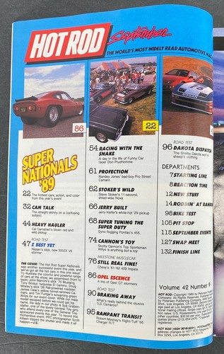 HOT ROD Magazine Sept 1989 Super Nats/Nova/'62 409 Chevy/300ZX/Randey Jones - Picture 2 of 3
