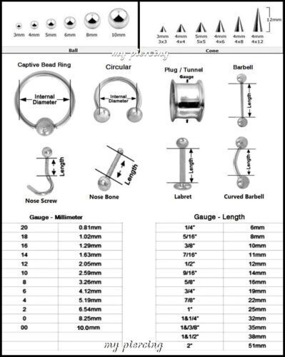 PAIR Surgical Steel Spike Horseshoe Circular Barbell Ear & Septum 12G 10G 8G - Picture 5 of 5