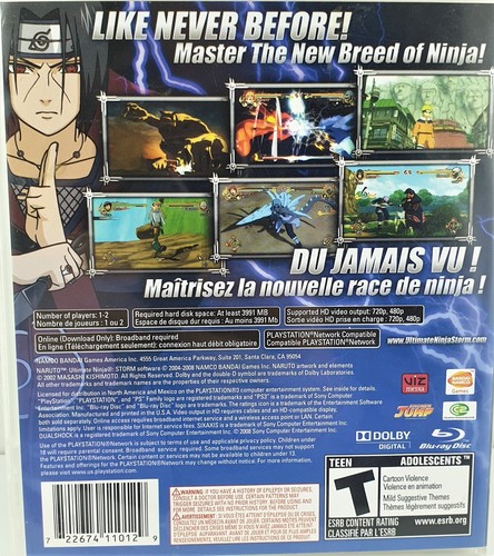 PS3 NARUTO Ultimate Ninja Storm Playstation 3 Game & Manual Sony 2008 PAL Ret Vg - Foto 4 di 10