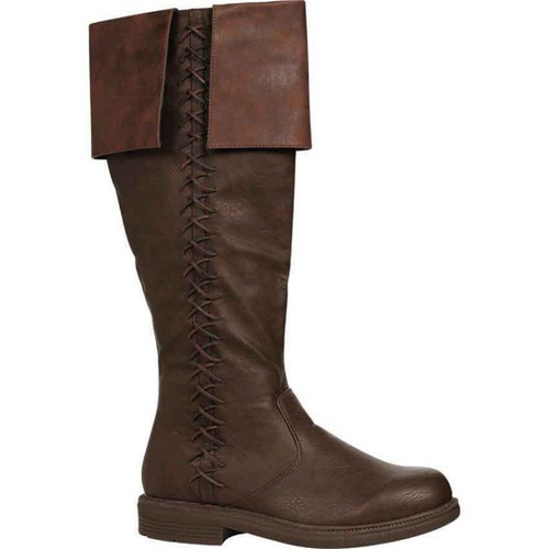 Retro Medieval Nórdico Vikingo Hombres Cuero Zapatos Largos Botas Piratas Zapatos con disfraces - Imagen 6 de 6
