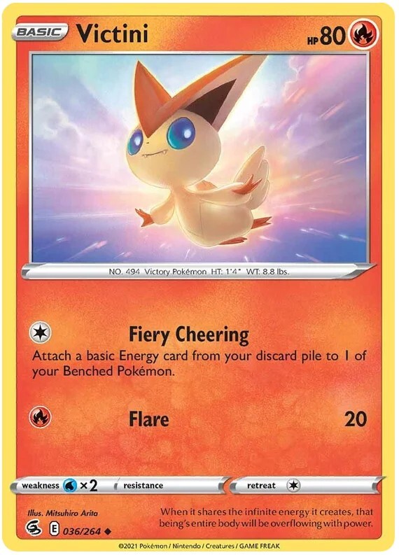 Victini Pokemon Fusion Strike TCG Card 036/264