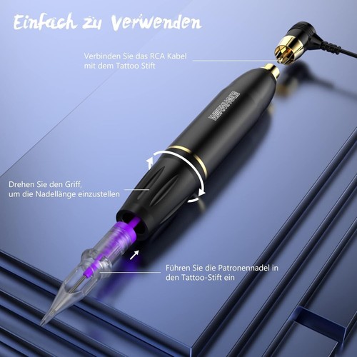 Wormhole Tattoo Maschine Set Rotary, 20 Patronennadeln, 8 Tinte, 40 Tintenkappen - Bild 7 von 22