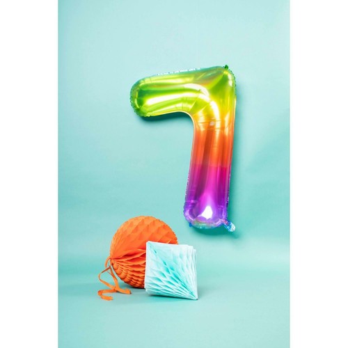 NUMBER 7 YUMMY GUMMY RAINBOW FOIL BALLOON 86CM COLOURFUL BIRTHDAY PARTY - Picture 2 of 3