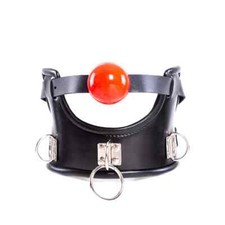 Adjustable Collar Silicon Open Mouth Ball Gag Binding Flirt Slaves Spong Leather
