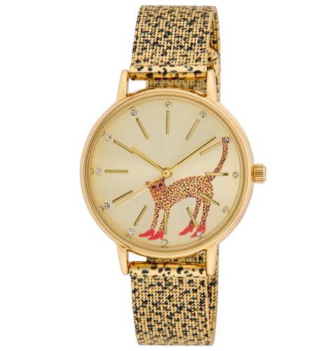 Reloj de malla con estampado de leopardo Bouffants and Broken Hearts 36 mm para mujer - Imagen 7 de 9