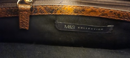 M&S Suede & Snakeskin Cross Body Bag With Gold Chain - Picture 8 of 9