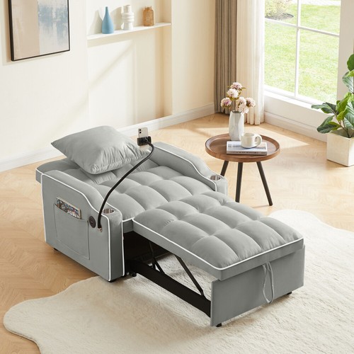Pull-Out Loveseat Sleeper Sofa Bed 3-in-1 Sleeper Chair Lounge Sofa Daybed Sofa - Picture 3 of 60
