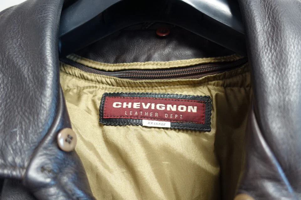 Chevignon vintage 90's men jacket leather cuir brown size XXL 2XL - Image 4 of 4
