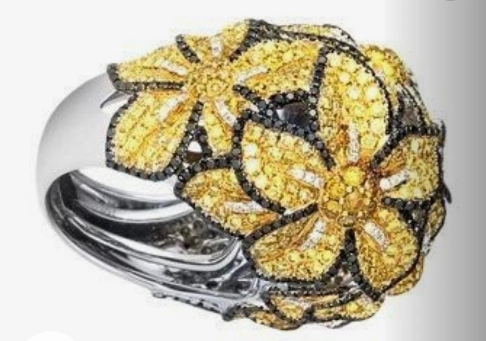 Anillo banda cúpula de ónix negro/piedras preciosas simuladas de corte redondo de 3 quilates enchapado en oro blanco de 14 quilates Foto 4 de 4