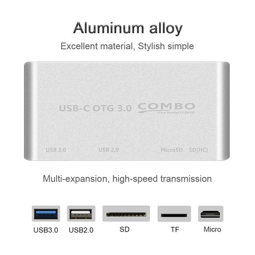 5in1 Tipo-C 3.1 OTG USB 3.0 2.0 Hub TF / SD / MicroSD Card Reader Combo para ordenador portátil - Imagen 13 de 14