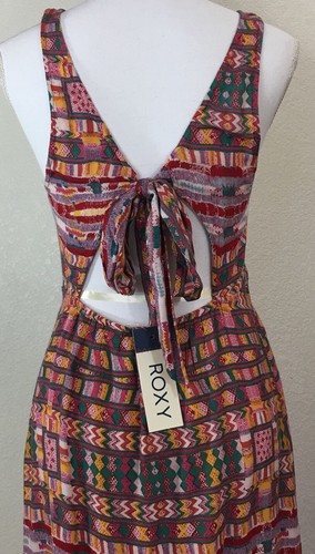 ROXY Junior's Sleeveless Dress Size Medium Multi-Color Open Back NWT $44+ Summer - Picture 6 of 7