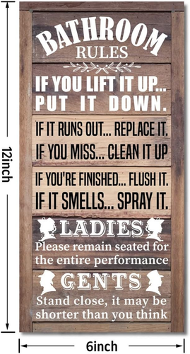 Rustic Bathroom Decor, Western Bathroom Decor, Funny Bathroom Signs Wall Decor, - Picture 3 of 12