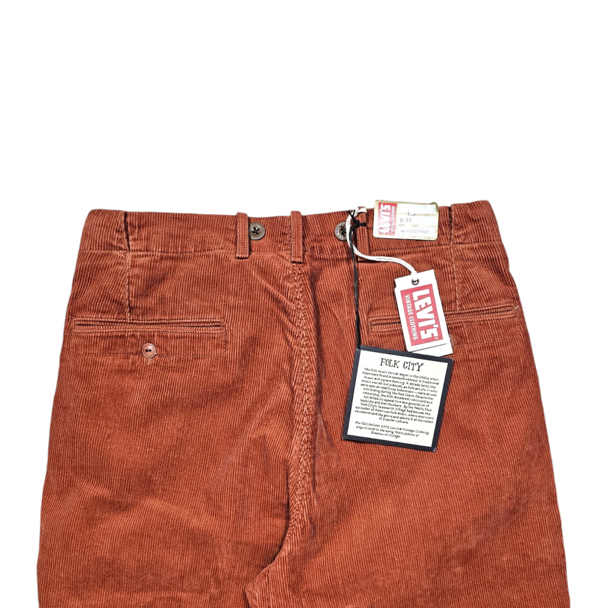 Pantalon Cords Levi's Vintage Clothing 1919 - Taille W30 - Neuf Avec Étiquettes (FW19)
