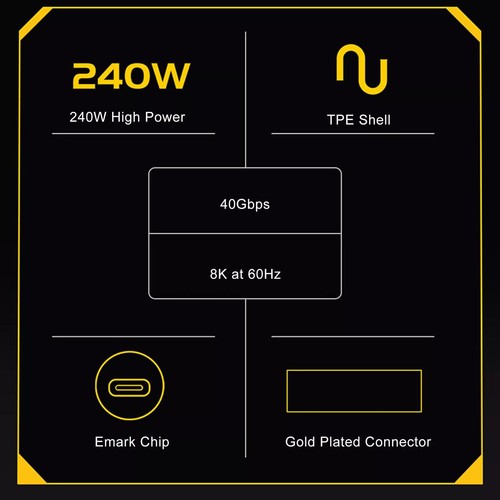 USB C Short Cable USB4 40Gbps 240W 8K Flat Slim FPC Data Extension Cable - Picture 4 of 10
