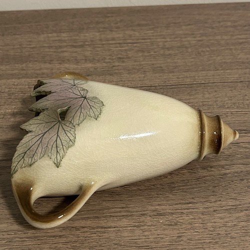 Leaf Design Ceramic Wall Vase with Handles - Vintage Decor - Picture 5 of 14