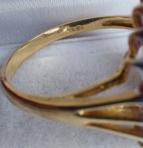 Art Deco Gold Ring Huge 5.8Ct Oval Amethyst Diamond Cocktail Dress Size R 4.75g - Picture 6 of 10