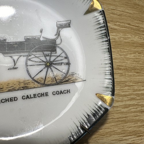 Small Dish Coasters Wall Hanger Art Scroll Arched Caleche Buggy Coach VNTG - Picture 5 of 5