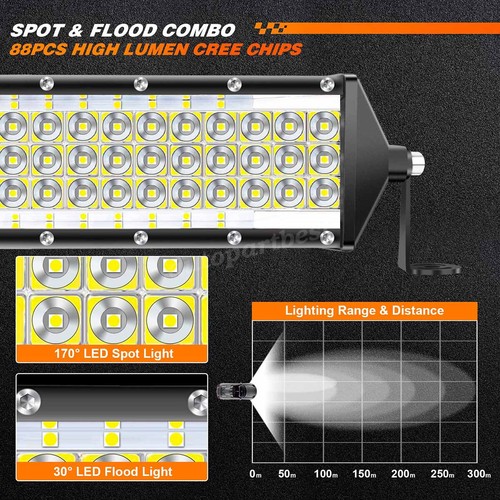 12" Inch 264W LED Light Bar 5 Rows Spot Flood Combo Work Light Fog Driving Light - Picture 4 of 12