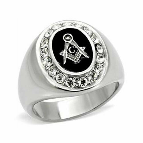 Banda de anillo duradera de acero inoxidable 316L masónica masónica AAA CZ para hombre - Imagen 4 de 7