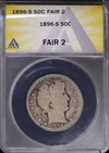 1896 S 50c Barber Half Dollar ANACS Fair 2