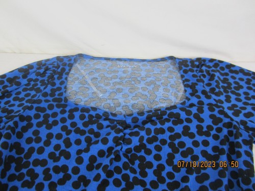 Women's Ava & Viv Long Ballon Sleeve Blue Polka Dot Midi Wrap Dress XXL - Picture 8 of 16